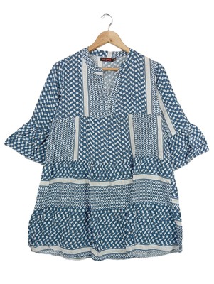 MISS GOODLIFE Babydollkleid Damen Kleid Gr. DE 36 blau-weiß Casual-Look