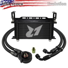19 Row Engine Oil Cooler Oil Filter Adapter Bracket 10an Oil Hose Black 19 Row Engine Oil Cooler Oil Filter Adapter Bracket 10an Oil Hose Black