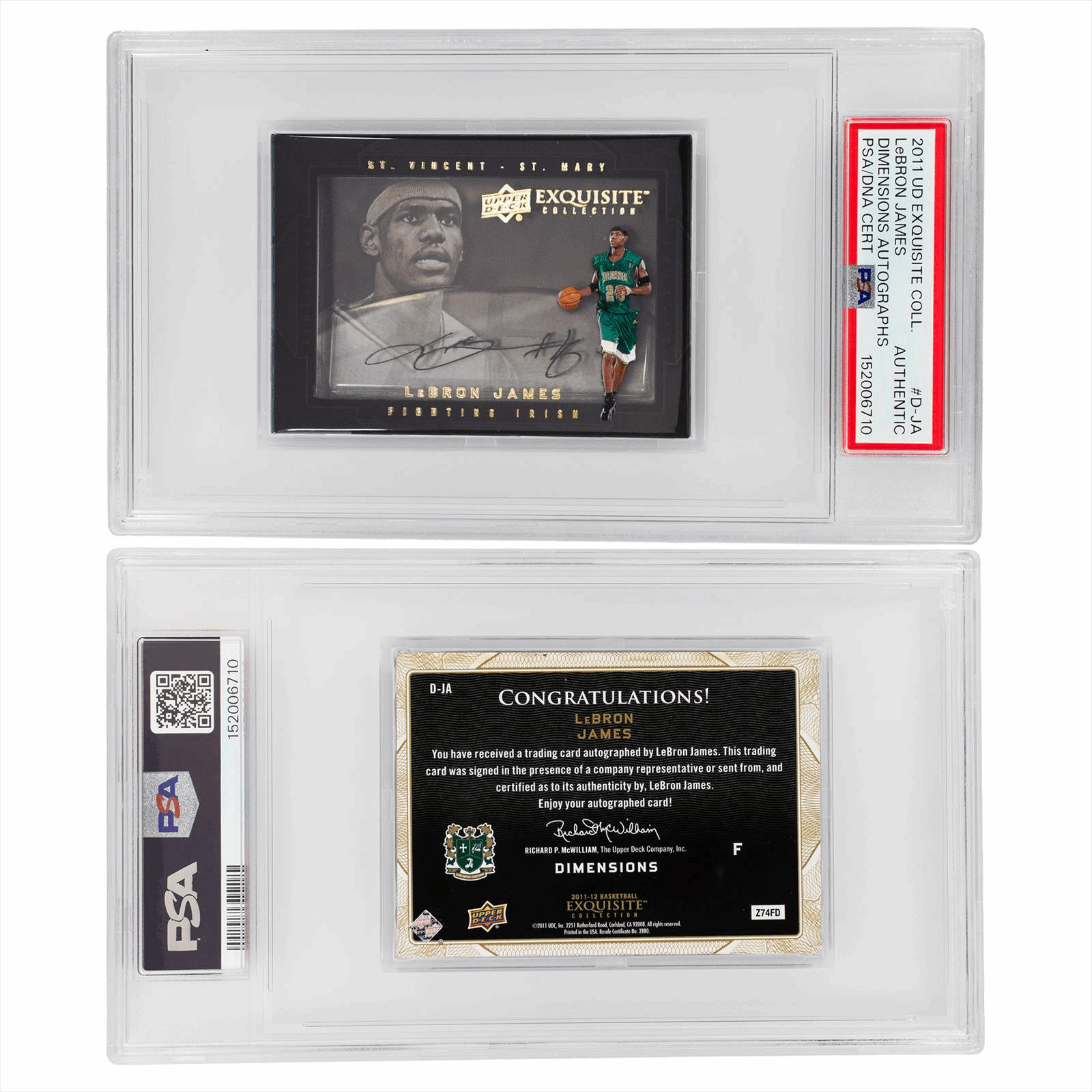 2011 Upper Deck Exquisite Coll. Dimensions Auto LeBron James #D-JA PSA AUTHENTIC view 3