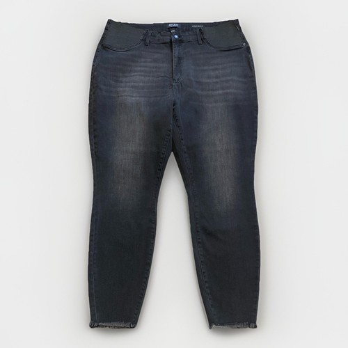 Judy Blue MATERNITY Jeans Plus 22W Skinny Fit Black Denim Raw Hem Stretch Comfy - 第 1/13 張圖片