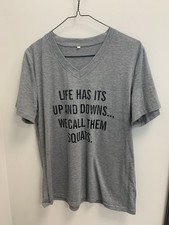 Women  s Grey V Neck T-shirt - Size L