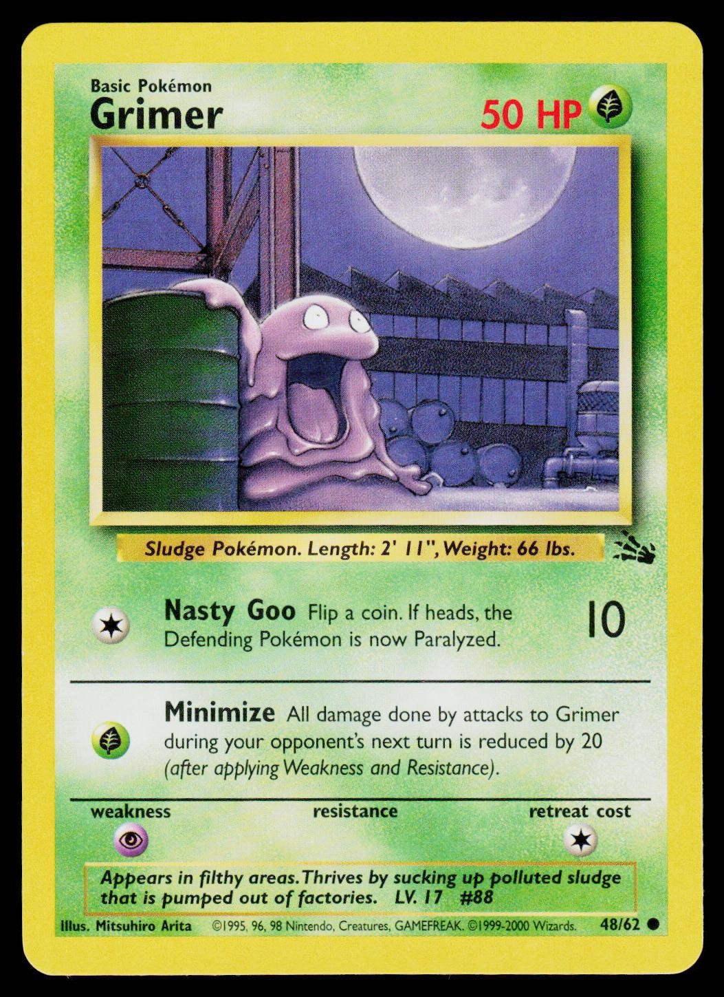 Grimer 1999-2000 Fossil 48/62 Australian (Red Logo) 3rd Print Pokemon Card