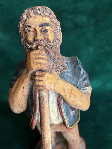 Vintage Israeli Hand-Carved Wood Scupture Ba'al Tekiah Blowing the Shofar 7" - Picture 3 of 11