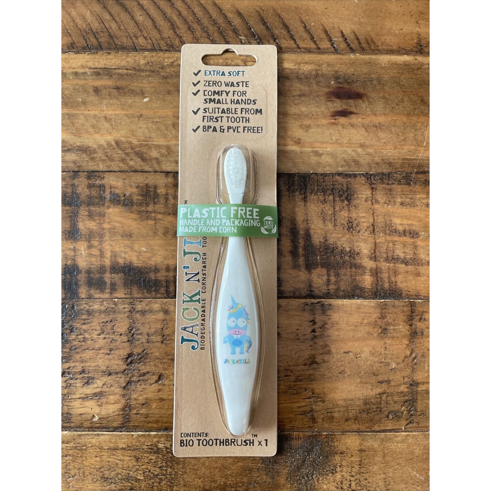 Jack N' Jill Unicorn Bio Toothbrush. Plastic Free. NEW