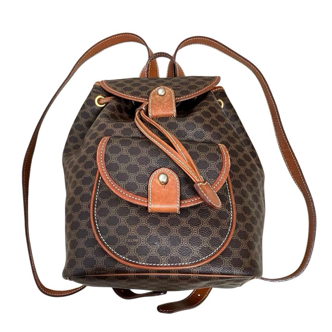 CELINE Mini Backpack Macadam Pattern Brown PVC Le… - image 3
