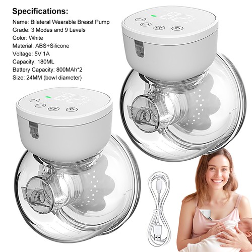 Electric Breast Pump Portable Wireless Rechargeable Handsfree Breast Pump 2 pack - Picture 8 of 8