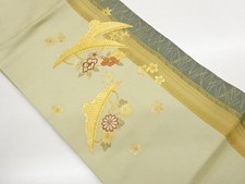 7884627: JAPANESE KIMONO / NAGOYA OBI / KINSAI / EMBROIDERY / KASA  FLOWER