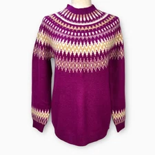 Loft Fair Isle Wool Sweater Nordic Womens Wool Blend Soft Cottagecore Ski MEDIUM