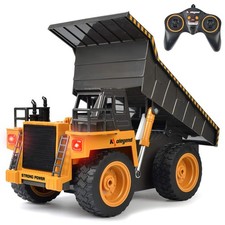 RC Dump Truck Toy with Rechargeable Battery for Kids Boys Girls