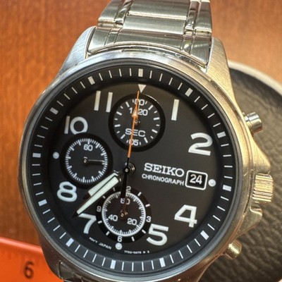 SEIKO 7792 メンズ時計 シルバー　7T92 SEIKO 7T92 0BB0 Wristwatch Black Dial Quartz Chronograph NM! New