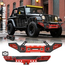 For 2007-2018 Jeep Wrangler Jk Unlimited Front Rear Bumper W Led Light D-ring
