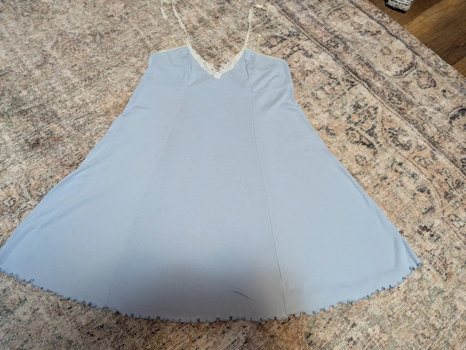 Victoria Secret Babydoll Vestido sin Mangas Camisón Azul Claro Encaje Pequeño De Colección Y2K Foto 4 de 4