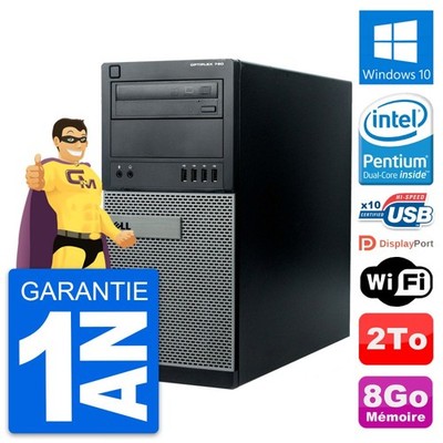 PC Tour Dell OptiPlex 790 MT Intel G630 RAM 8Go Festplatte 2To Windows 10 Wifi