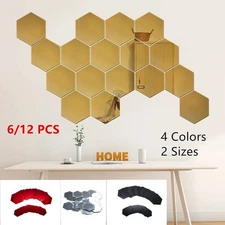 Innovative 24pcs Gold Hexagonal Mirrors for Decorative Walls and Craft Projects