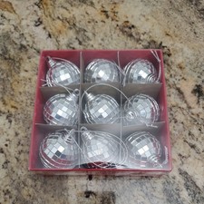 Holiday Time Christmas Ornament Silver Mirrored Round Disco Balls Box Of 9