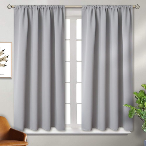 BGment Light Grey Blackout Curtains 54 Inches Long for Bedroom - Rod Pocket T...