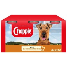 48 x 412g Chappie Adult Wet Dog Food Tins Chicken & Rice in Loaf 4.10 per kilo