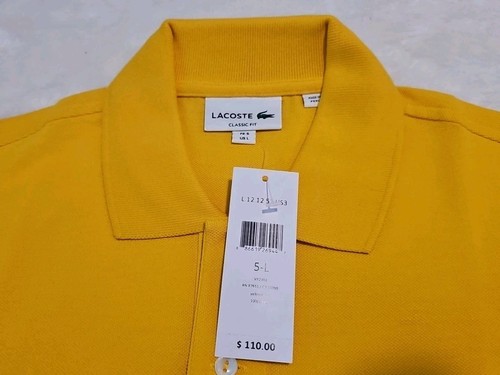 NWT Lacoste Men's Short Sleeve Mini Pique Classic Fit Croc Polo Shirt L Yellow - Picture 6 of 10