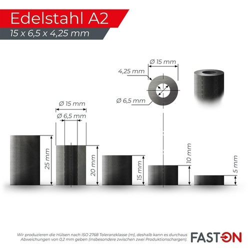 Distanzhülsen Edelstahl A2 Distanzhülse Distanzhalter Abstandshalter Stahlrohr - Bild 18 von 47