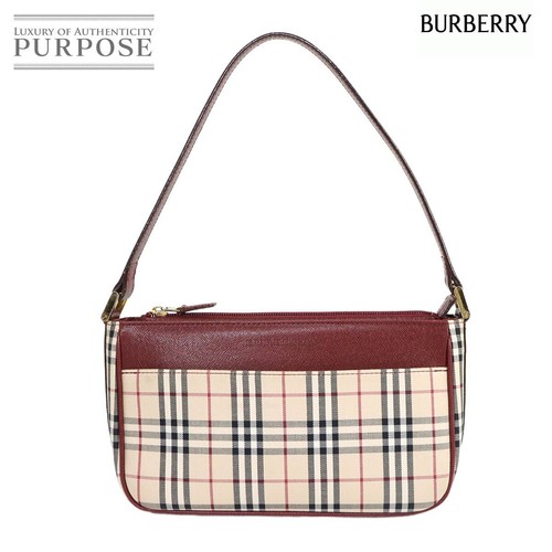 Burberry NOVA Check One Shoulder Bag Canvas Leather Beige Bordeaux Shoulder Bag