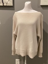Forever 21 Off-the-Shoulder Ribbed Cream Sweater M