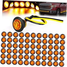 100 Pieces 3/4'' Round LED Side Marker Lights, 3 LEDs Front Rear Side Amber