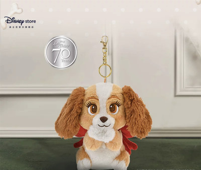 Disney store authentic 2025 lady small plush keychain 70th anniversary