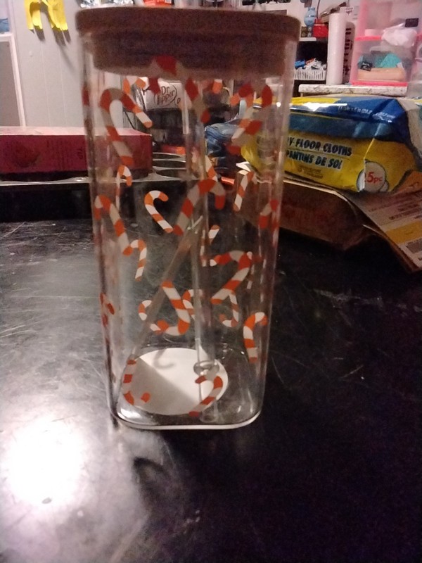 17 Oz Plastic Candy Cane Cup Hard Plastic Straw Included Top Wood