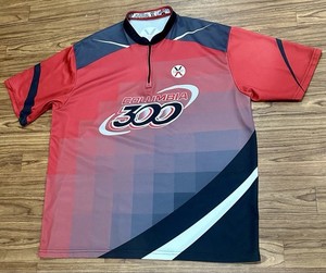 Men's COLUMBIA 300 Red Bowling Shirt/Jersey, 1/4 Zip Collar, XL - EXCELLENT