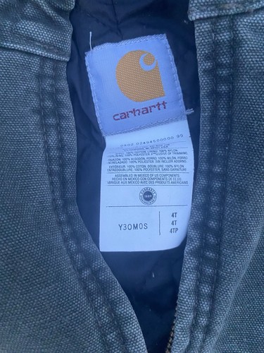 Vintage Carhartt Jacket Youth 4T Green Canvas Active Hoodie Kids Y30 MOS - Picture 2 of 3
