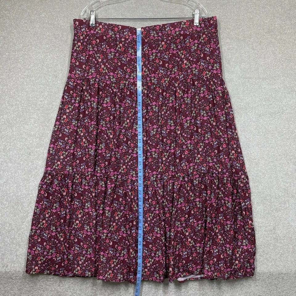 Crew Clothing Company Tiered Skirt Ditsy Floral Burgundy Boho Women’s Size Uk18 - Image 4 of 4