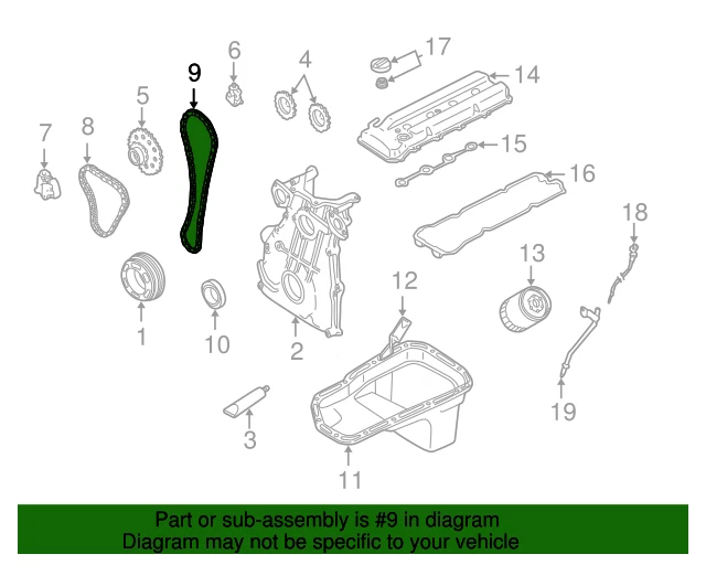 Nuevo árbol de levas de cadena genuino Nissan 13028ZD00A / 13028-ZD00A OEM Foto 2 de 4