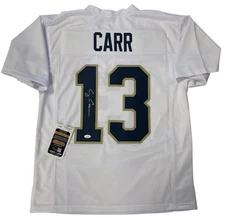 CJ CARR SIGNED WHITE NOTRE DAME FIGHTING IRISH JERSEY JSA COA XL