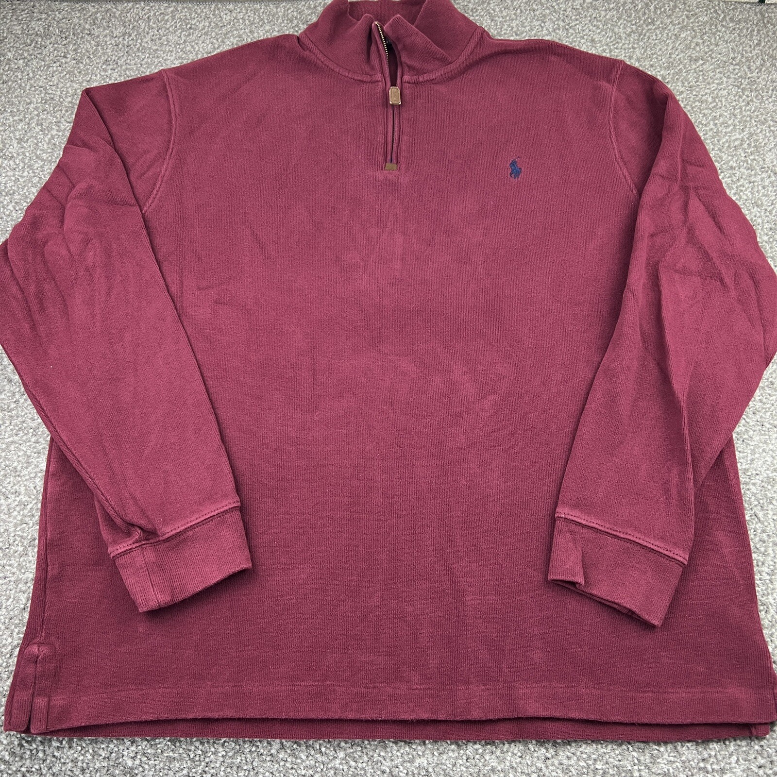 Ralph Lauren Polo Maglione Uomo XXL 2XL Rosso 1 4 Zip Pony Zip Felpa Pullover