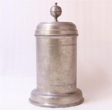 Antique Early Pewter German Beer Stein Walzenkrug Saxonian dat.1815