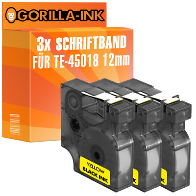 3x Schriftband für Dymo 45018 LabelManager 300 350 350D 360D 400 420P 450 450D