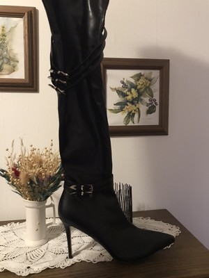 Overknee Stiefel Gr High Heels Gr46 Blingqueen Leder Stretch