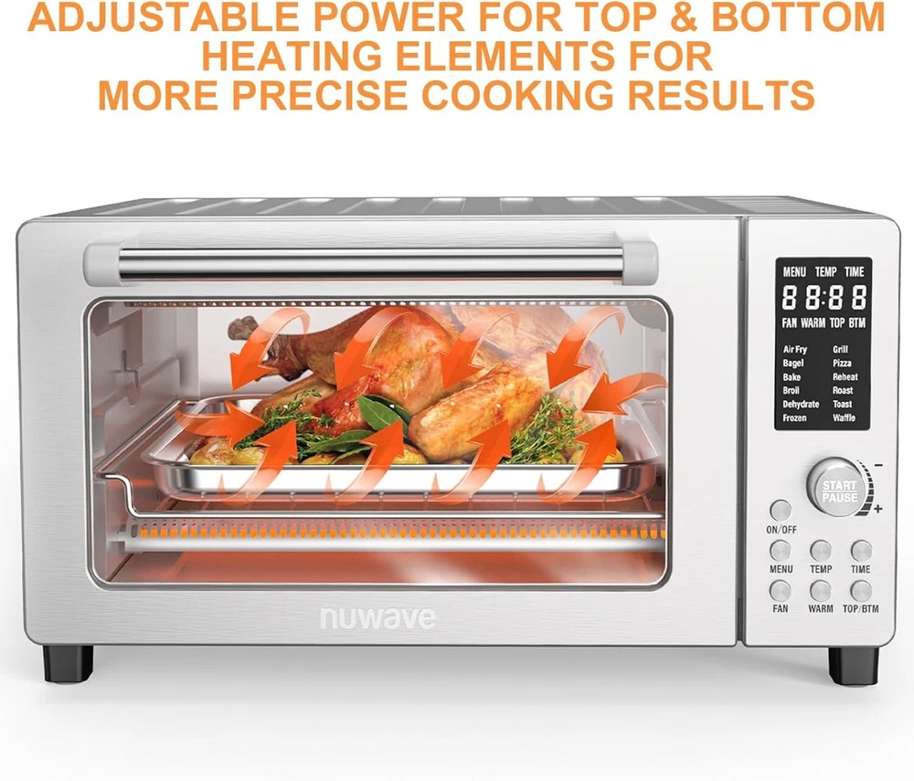 10-in-1 Air Fryer Toaster Oven with Convection Broiler and Dishwasher Safe Cookware