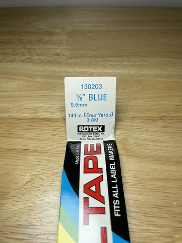 Neu alter Lagerbestand Vintage ROTEX Etikettenmacher 3/8" Nachfüllband glänzend blau USA 144 Zoll! - Bild 4 von 6