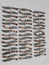 LOT OF 25 -8 INCH HANDMADE DAMASCUS STEEL SKINNER STAGANTLER W/SHEATH