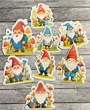 Holograpic Garden Gnome Die Cut Stickers Set Notebook Laptop Waterbottle 