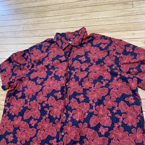 Harbor Bay HB Shirt Men 2XL Red Black Floral Print Romantic Hawaiian XXL 60" - Picture 3 of 18