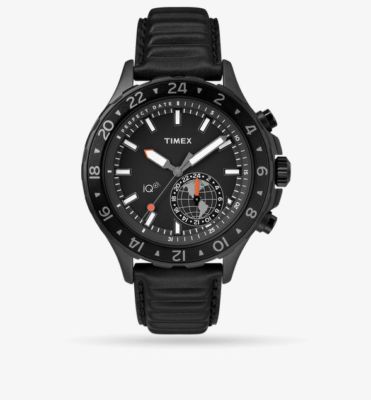 NEW TIMEX iQ+ Move Men's Leather Watch | Black | TW2R39900 F5