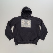 Under Armour Sweater Boys Large Black Hoodie Pullover Sweatshirt Youth Kids