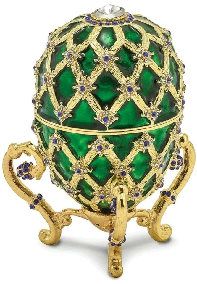 James Bond OCTOPUSSY Fabergé Huevo utilería RÉPLICA verde con cristales azules 007 NUEVO Foto 2 de 4