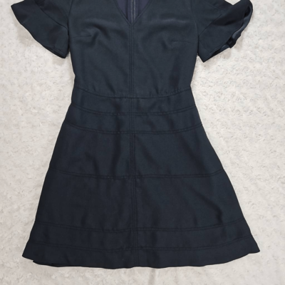 Banana Republic Flutter Sleeve Fit Flare Navy Dress With Pockets Size 4 |  eBay