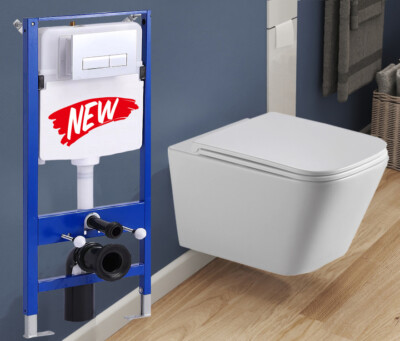 Spülrandlos Hänge WC Toilette Superspin-Spülung Set - Vorwandelement Spülkasten