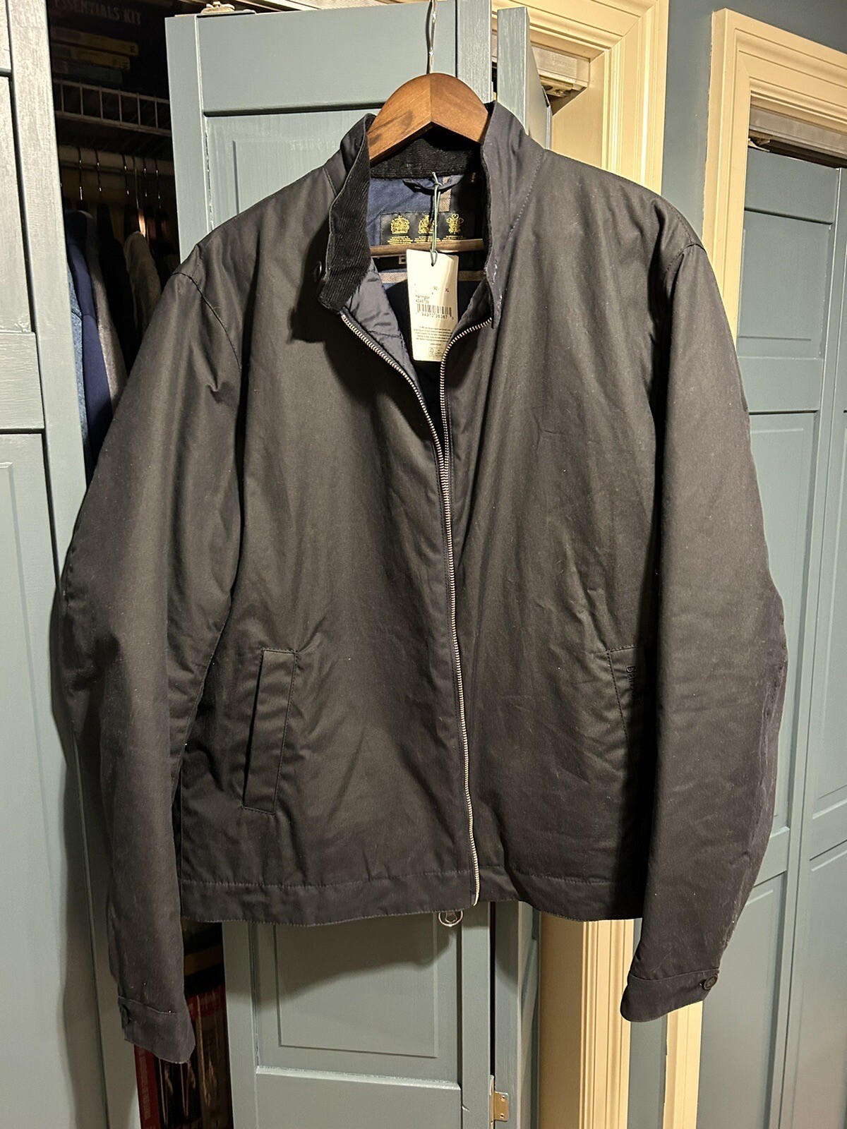 Barbour Mens Harrington Waxed Full Zip Jacket XL Black New With Tags