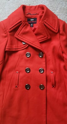 MISS SIXTY VINTAGE Y2K CORAL RED DOUBLE BREASTED FIT & FLARE WOOL