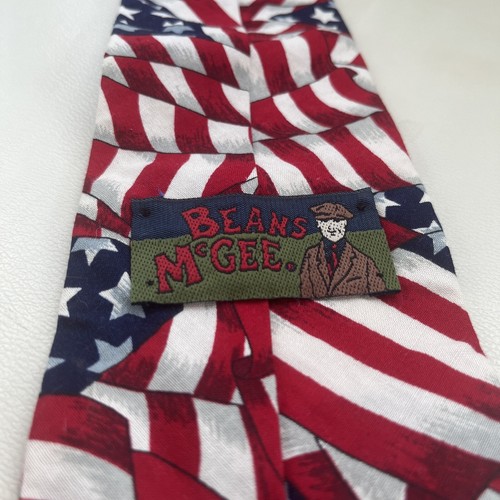 Beans mcgee mens necktie American flag 100% cotton Patriotic - Picture 4 of 5
